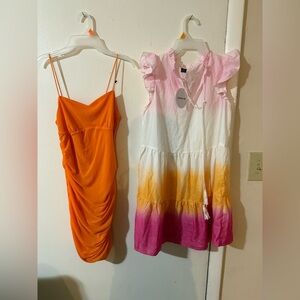 SHEIN Pink and Yellow Ombre Kids Dress and large orange dress